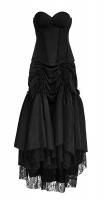 PUNK RAVE SHOP Q-292BK Longue robe noire bustier avec jupon dentelle modulable gothique Punk Rave