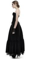 PUNK RAVE SHOP Q-292BK Longue robe noire bustier avec jupon dentelle modulable gothique Punk Rave