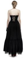 PUNK RAVE SHOP Q-292BK Long strapless black dress with adjustable lace skirt gothic Punk Rave