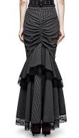 PUNK RAVE SHOP Q-306BK-ST Striped mermaid skirt with lace, buttons and pleats, elegant retro Victorian gothic
