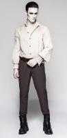 PUNK RAVE SHOP K-287(CO-ST) Pantalon marron homme rayures fines blanches, lgant aristocrate steampunk