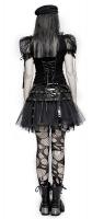 PUNK RAVE SHOP LT-008BK Top noir femme  pois avec manches ballon, dentelle et laages, gothique, lolita