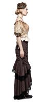 PUNK RAVE SHOP Q-306CO Striped mermaid brown skirt with brown lace, buttons and pleats, steampunk