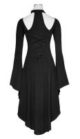 PUNK RAVE SHOP PQ-184 Robe noire manches amples avec effet harnais toile tour de cou et laage, gothique witchy