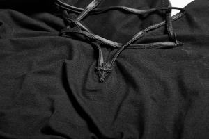PUNK RAVE SHOP PQ-184 Robe noire manches amples avec effet harnais toile tour de cou et laage, gothique witchy