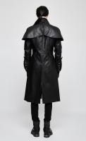 PUNK RAVE SHOP Y-802BK Manteau noir imitation cuir pour homme avec rivets et motifs baroques, Punk Rave Y-802