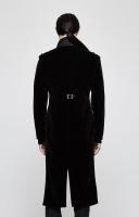 PUNK RAVE SHOP Y-814BK Long manteau noir en velours pour homme avec boutons et motifs baroques, Punk Rave