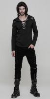 PUNK RAVE SHOP T-514 OT-514WYM-BK Top pull noir homme avec capuche et laage, gothique, Punk Rave