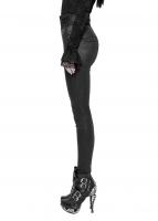 PUNK RAVE SHOP K-330 WK-330XCF Black trousers with embroidery and velvet lace-up in the back, elegant Gothic, Punk Rave