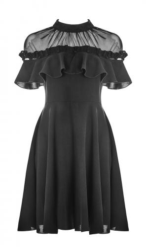 PUNK RAVE SHOP PQ-308BK OPQ-308LQF Robe noire, froufrou amovible, col transparent, gothique casual mignon