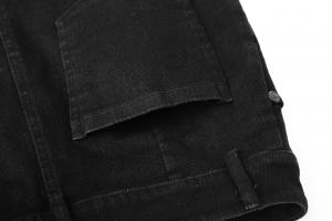 PUNK RAVE SHOP PQ-302BK OPQ-302BQF-BK Mini jupe asymtrique en jean noir avec sangle et anneau coeur, Punk Rave