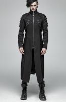 PUNK RAVE SHOP Y-999BK WY-999XCM-BK Man black jacket with straps and collar faux leather, batcave Gothic, Punk Rave