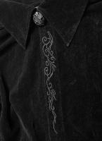 PUNK RAVE SHOP Y-1005BK OY-1005CCM-BK Velvet Lace Men\'s Black Shirt with Embroidery, Elegant Gothic, Punk Rave