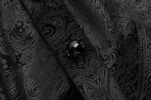 PUNK RAVE SHOP Y-1067BK WY-1067CCM-BK Chemise noire  motifs baroques et boutons perles noires, gothique lgant, Punk Rave