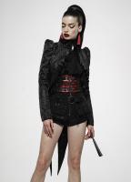 PUNK RAVE SHOP Y-1139BK WY-1139LCF-BK Black tailcoat jacket with lace-up and frilly, flamenco gothic aristocrat, Punk Rave