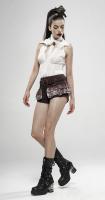 PUNK RAVE SHOP K-400CO WK-400XDF-BN-WH Tattered frilly brown denim shorts with belt, steampunk, Punk Rave