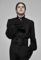 PUNK RAVE SHOP Y-1182BK WY-1182CCM Black shirt with high collar, lace and puffed sleeves, elegant gothic, Punk Rave