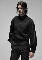 PUNK RAVE SHOP Y-1194BK WY-1194CCM Baroque black shirt and red stone cufflinks, gothic chic vampire, Punk Rave