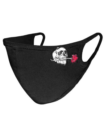 PUNK RAVE SHOP OPS-125BK PS-125BK Black fabric reusable mask with skull and rose embroidery