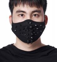 PUNK RAVE SHOP WS-379BK Black fabric reusable mask with rivet goth punk rave