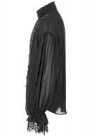 PUNK RAVE SHOP Y-1162BK WY-1162CCM Black wide man shirt, transparent lace and frills, elegant gothic, Punk Rave