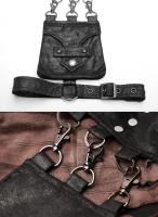 PUNK RAVE SHOP K-421CO WK-421DDF-CO Brown pants with holes with belt, straps and black pockets, steampunk, Punk Rave