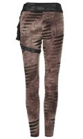 PUNK RAVE SHOP K-421CO WK-421DDF-CO Pantalon marron trou avec ceinture, sangles et poches noirs, steampunk, Punk Rave