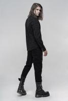 PUNK RAVE SHOP Y-1225BK WY-1225CCM Black jacquard shirt with pockets, gothic casual rock, Punk Rave