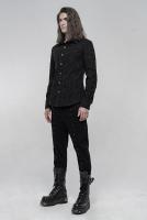 PUNK RAVE SHOP Y-1225BK WY-1225CCM Chemise homme en jacquard noir  poches, gothique casual rock, Punk Rave