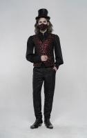 PUNK RAVE SHOP Y-1244BK-RD WY-1244MJM Red arabesque pattern aristocrat waistcoat, buttons and pockets, Punk Rave