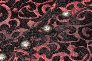 PUNK RAVE SHOP Y-1244BK-RD WY-1244MJM Veston aristocrate noir motifs arabesque rouge, boutons et poches, Punk Rave