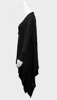 PUNK RAVE SHOP PM-005BK Veste cardigan noir toile d\'araigne avec broche et ct long, nugoth goth