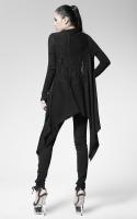 PUNK RAVE SHOP PM-005BK Veste cardigan noir toile d\'araigne avec broche et ct long, nugoth goth