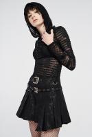PUNK RAVE SHOP Q-475BK WQ-475BQF Asymmetric black pleated mini skirt, goth rock Punk Rave