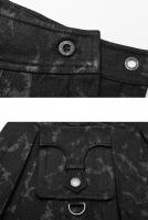 PUNK RAVE SHOP Q-475BK WQ-475BQF Mini-jupe noire plisse asymtrique  motif gris, goth rock Punk Rave