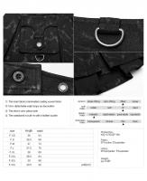 PUNK RAVE SHOP Q-475BK WQ-475BQF Mini-jupe noire plisse asymtrique  motif gris, goth rock Punk Rave Size Chart