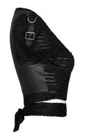 PUNK RAVE SHOP T-647BK WT-647DQF Black ripped fabric crop top and waist straps, goth rock punk rave