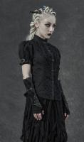PUNK RAVE SHOP Y-1276BK WY-1276CDF Black shirt with short puffed sleeves and jewels, elegant Punk Rave