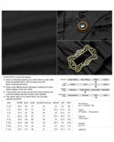 PUNK RAVE SHOP Y-1276BK WY-1276CDF Black shirt with short puffed sleeves and jewels, elegant Punk Rave Size Chart
