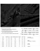 PUNK RAVE SHOP Y-1279BK WY-1279CCM Elegant pattern men black shirt with lace-up collar, vampire gothic, Punk Rave Size Chart