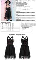 PUNK RAVE SHOP PQ-728BK OPQ-728LQF Black lace covered strappy dress, cute casual gothic Size Chart