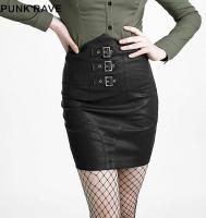PUNK RAVE SHOP Q-279BK Black mini skirt, straps and lacing Military Pinup Punk Rave