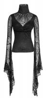 Black spider web lace top, lacing back and collar, elegant gothic Punk Rave
