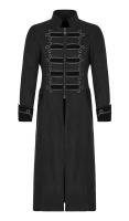 Jacket man long black coat with embroidery, elegant gothic, Punk Rave