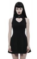 Black cute dress with heart shape neckline and lacing, Punk Rave nugoth