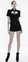 PUNK RAVE SHOP Y-832BK WY-832CDF-BK Black shirt with collar and chest opening, military gothic, Punk Rave