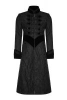 Long black jacket fro men with embroidery and velvet parts, elegant Gothic, Punk Rave