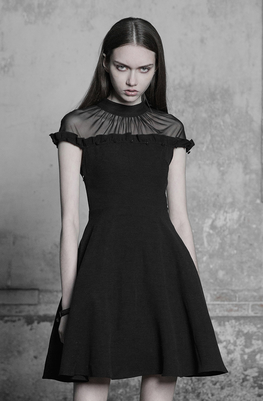 Details about  / Punk Rave Little Black Lace Dress Fit and Flare Gothic Alternative OPQ-372