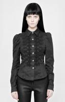 PUNK RAVE SHOP Y-883 WY-883CCF Black military shirt with embroidery, elegant Gothic, Punk Rave
