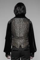 PUNK RAVE SHOP Y-938BK-BN WY-938MJM-BK-BN Brown men\'s jacket, embroidered patterns with black velvet collar, Victorian aristocrat